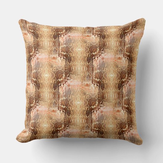 ブラウンからサーモンへ、折り曲げガラスを打って繰り返した クッション (正面)