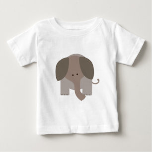ブラウンかわいい象 ベビーTシャツ