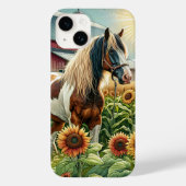 ブラウンかわいらしとホワイトホースonファ素朴ーム Case-Mate iPhoneケース (裏面)