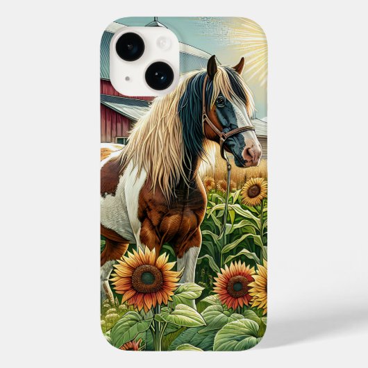 ブラウンかわいらしとホワイトホースonファ素朴ーム Case-Mate iPhoneケース (裏面)