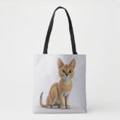 ブラウンかわいらしアビシニアン猫座り トートバッグ (正面)