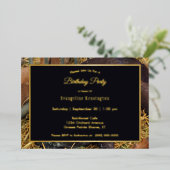 ブラウンかわいらしヌビアンヤギ金ゴールド誕生日 箔招待状 (立ち正面)