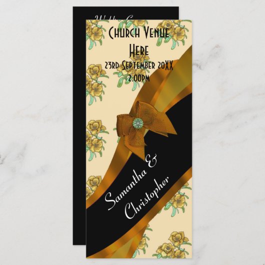 ブラウンかわいらしフローラ結婚式 プログラム (正面/裏面)