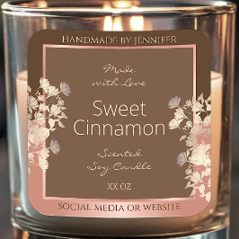 ブラウンかわいらしフローラ製品ラベルバラ金ゴールドフレーム スクエアシール