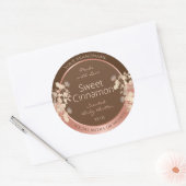 ブラウンかわいらしフローラ製品ラベルバラ金ゴールドフレーム ラウンドシール (封筒)