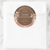 ブラウンかわいらしフローラ製品ラベルバラ金ゴールドフレーム ラウンドシール (バッグ)