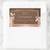 ブラウンかわいらしフローラ製品ラベルバラ金ゴールドフレーム 長方形シール (バッグ)