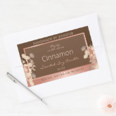 ブラウンかわいらしフローラ製品ラベルバラ金ゴールドフレーム 長方形シール (封筒)