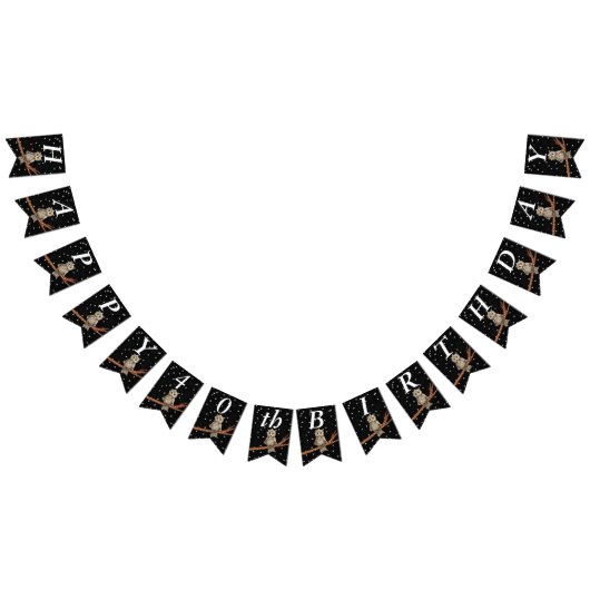 ブラウンかわいらし誕生日フクロウオンブランチネックレススターズ バンティングフラッグ (全)