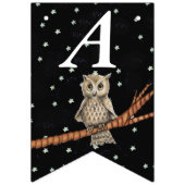 ブラウンかわいらし誕生日フクロウオンブランチネックレススターズ バンティングフラッグ (第2の旗)