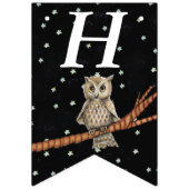 ブラウンかわいらし誕生日フクロウオンブランチネックレススターズ バンティングフラッグ (第1の旗)