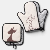 ブラウンきりんイラスト 鍋つかみ&鍋敷きセット (正面/裏面)