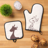 ブラウンきりんイラスト 鍋つかみ&鍋敷きセット (トップダウン)