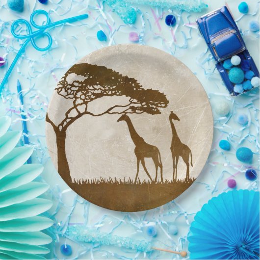 ブラウンとアイボリーアフリカキリン結婚ズ ペーパープレート (パーティー)