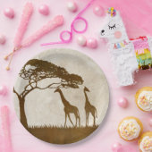 ブラウンとアイボリーアフリカキリン結婚ズ ペーパープレート (パーティー)