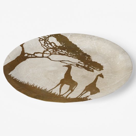 ブラウンとアイボリーアフリカキリン結婚ズ ペーパープレート (アングル)