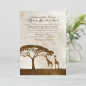 ブラウンとアイボリーアフリカキリン結婚式招待状 招待状 (スタンド正面)