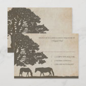 ブラウンとアイボリーヴィンテージホースファームウェディングrsvp 出欠カード (正面/裏面)