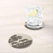 ブラウンとアイボリーヴィンテージホースファーム結婚ズ ラウンドペーパーコースター (インサイチュ)