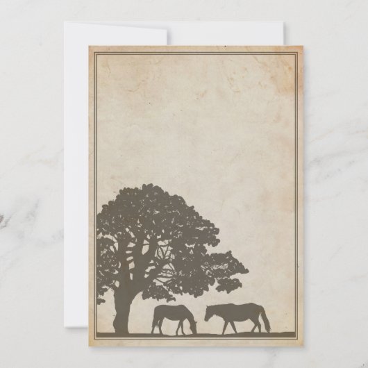 ブラウンとアイボリーヴィンテージホースファーム結婚ズ 招待状 (裏面)