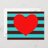 ブラウンとアクアのストライプ ポストカード (正面/裏面)