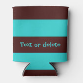 ブラウンとアクアのストライプ 缶クーラー (正面)