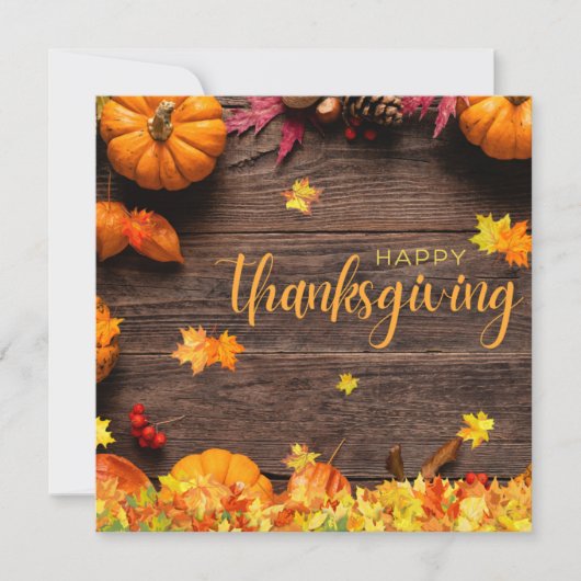 ブラウンとオレンジのエレガント幸せな感謝祭 シーズンカード (正面)