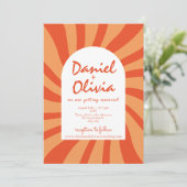 ブラウンとオレンジのレトロとQR結婚式招待状 招待状 (スタンド正面)
