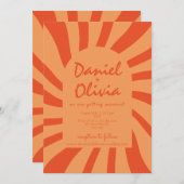 ブラウンとオレンジのレトロフォト結婚式招待状 招待状 (正面/裏面)