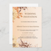 ブラウンとオレンジの水の色の例示的結婚な 招待状 (正面/裏面)