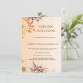 ブラウンとオレンジの水の色の例示的結婚な 招待状 (スタンド正面)