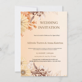 ブラウンとオレンジの水の色の例示的結婚な 招待状