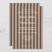ブラウンとクリーストライプム結婚ズ 招待状 (正面/裏面)