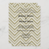 ブラウンとクリームのシェブロン 結婚式 招待状 (正面/裏面)