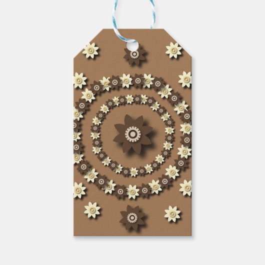 ブラウンとクリームのフローラ ギフトタグ (正面)
