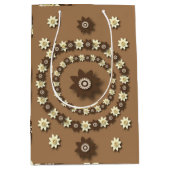 ブラウンとクリームのフローラ ミディアムペーパーバッグ (正面)