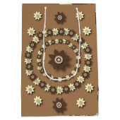 ブラウンとクリームのフローラ ミディアムペーパーバッグ (裏面)