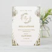 ブラウンとクリームの水の色の日付の結婚Iを保存 招待状 (スタンド正面)