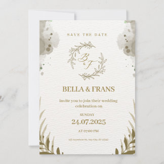 ブラウンとクリームの水の色の日付の結婚Iを保存 招待状