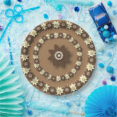 ブラウンとクリームフローラ紙プレート ペーパープレート (パーティー)