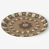 ブラウンとクリームフローラ紙プレート ペーパープレート (アングル)