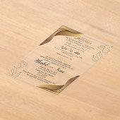 ブラウンとクリームムスリムのカードを使用すモダンるエレガントと、ムスリムのカードを使用す結婚る アクリル招待状 (レイダウン)