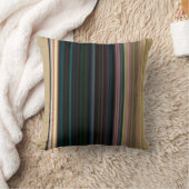 ブラウンとグリーンストライプ クッション (ブランケット)