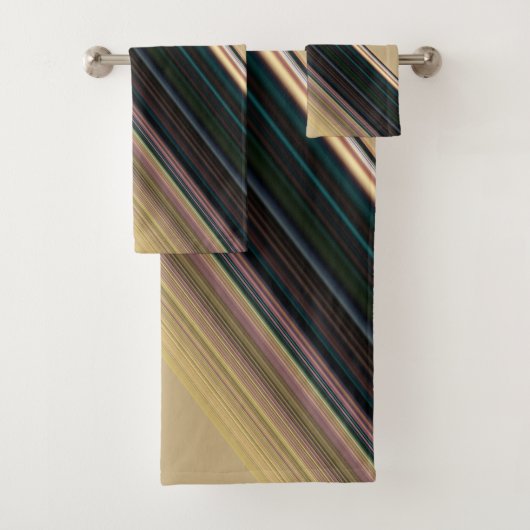 ブラウンとグリーンストライプ バスタオルセット (インサイチュ)