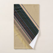 ブラウンとグリーンストライプ バスタオルセット (ハンドタオル)