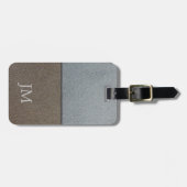 ブラウンとグレーのレザーのテクスチャ顧客デザイン ラゲッジタグ (正面横)