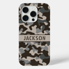 ブラウンとグレー カモフラージュ オリジナル iPhone 15 PROケース