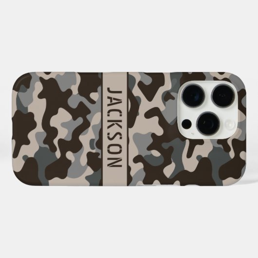 ブラウンとグレー カモフラージュ オリジナル Case-Mate iPhoneケース (裏面 (横))