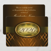 ブラウンとゴールドのクラスオブ2026 招待状 (正面/裏面)