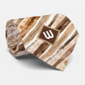 ブラウンとサンドの水彩ストライプ ネクタイ (ロール)